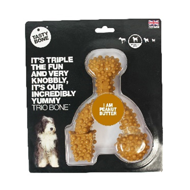 TASTYBONE TRIO BONES (FOR TOY, SMALL _ LARGE DOG) - Large Peanut Butter - Tasty Bone - Adec Distribution Pte Ltd Tastybone Large Peanut Butter Trio Bones - Image 1