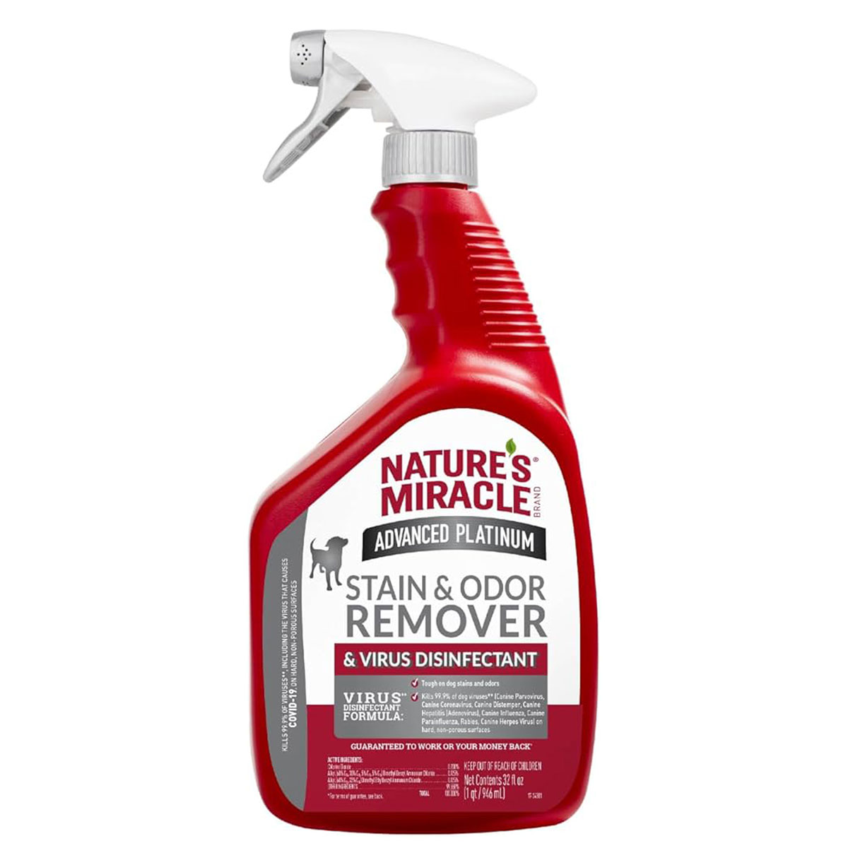 E-P98180-(NEW) Nature's Miracle Advanced Platinum Stain and Odor Remover & Virus Disinfectant Eliminator for Dogs (32/64oz) - Image 1