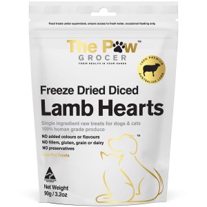 TPG-50017 The Paw Grocer White Label Freeze Dried Diced Lamb Hearts Cat & Dog Treats (90g)