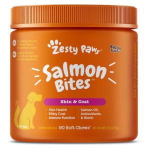 Z032B Zesty Paws Skin & Coat Omega Bites (Bacon)