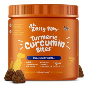 Z062TB Zesty Paws Turmeric Curcumin Bites™ Supplements for Dogs - Bacon