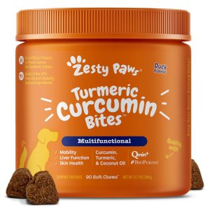 Z062TD Zesty Paws Turmeric Curcumin Bites™ Supplements for Dogs (Duck Flavour)